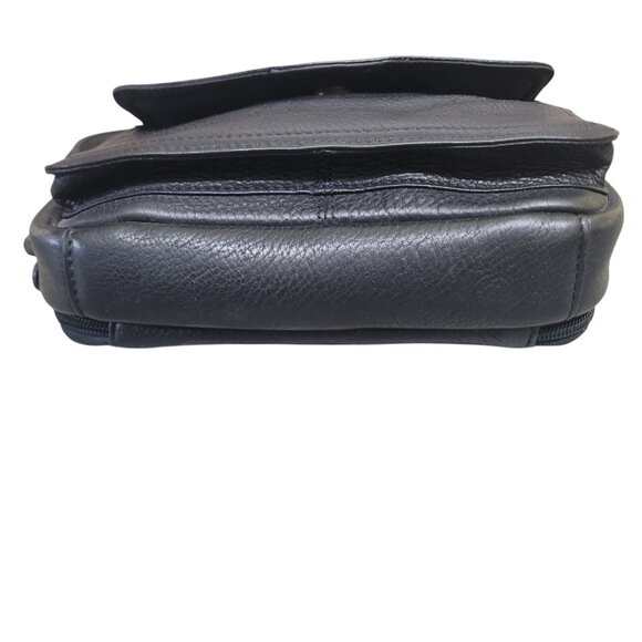 Vintage FOSSIL Black Leather Organizer Crossbody Wallet Multi Pocket Credit Card - Picture 5 of 16